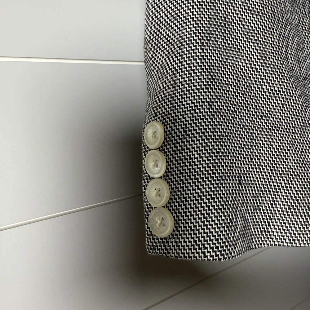 Lauren Ralph Lauren Petite Black & White Houndstooth Blazer 100% Linen Sz 4P - Picture 6 of 10